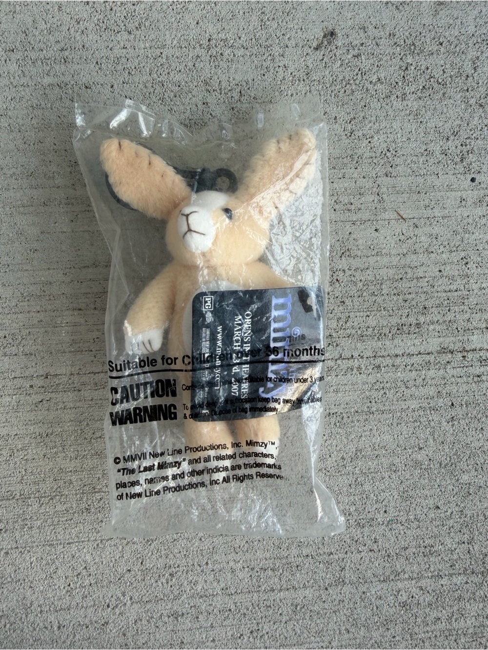 2007 The Last Mimzy Plush Bunny Keychain Sealed Promo Toy Movie Tie-In 5.5” NIP